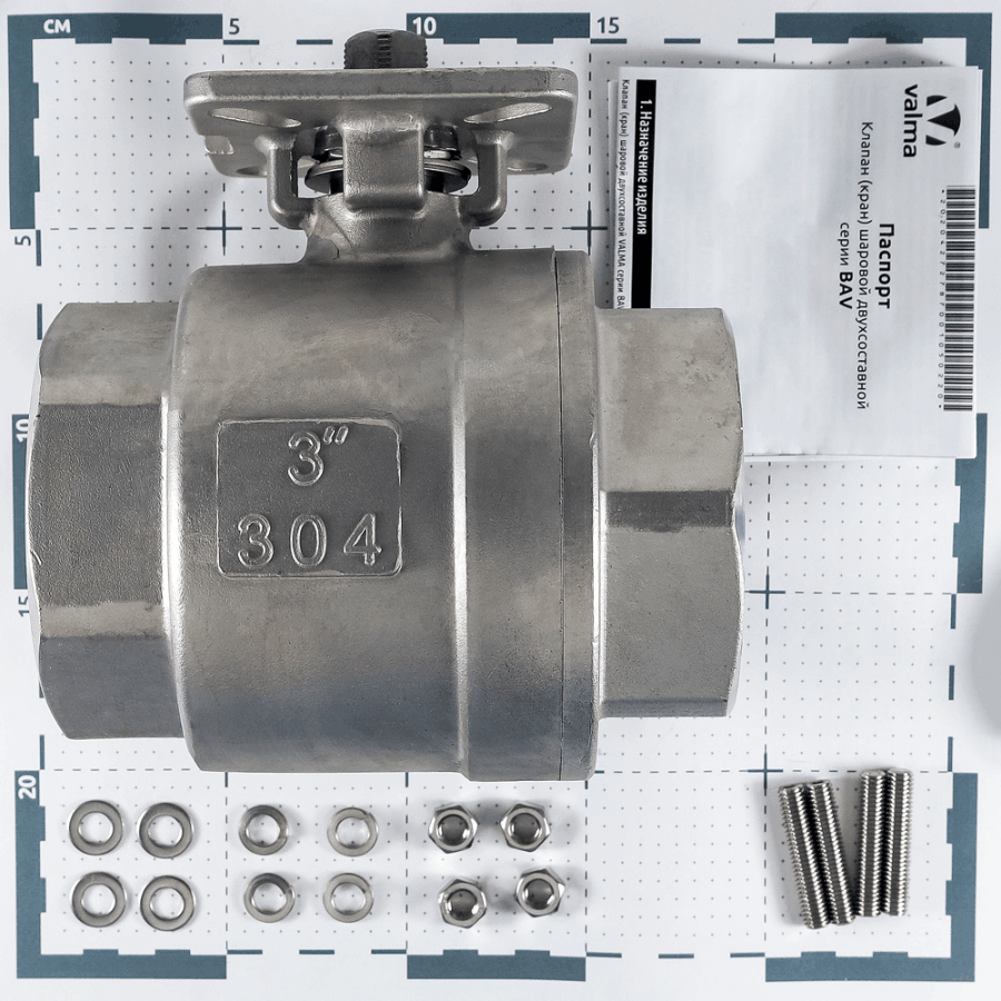 BAV-S304-2P-T-080 Клапан шаровой двухсоставной